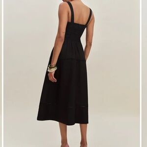 Reformation Everett Linen Black Midi Dress